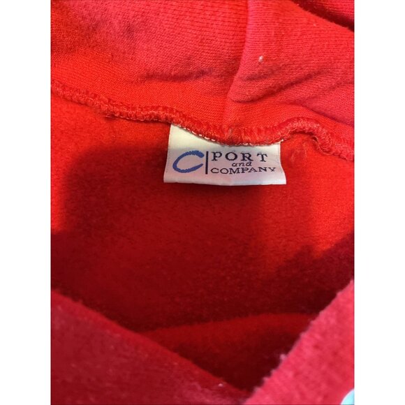 C Port & Company Women’s Red Blue USA Crop Oversized Hoodie Sweatshirt One Size - Picture 3 of 3
